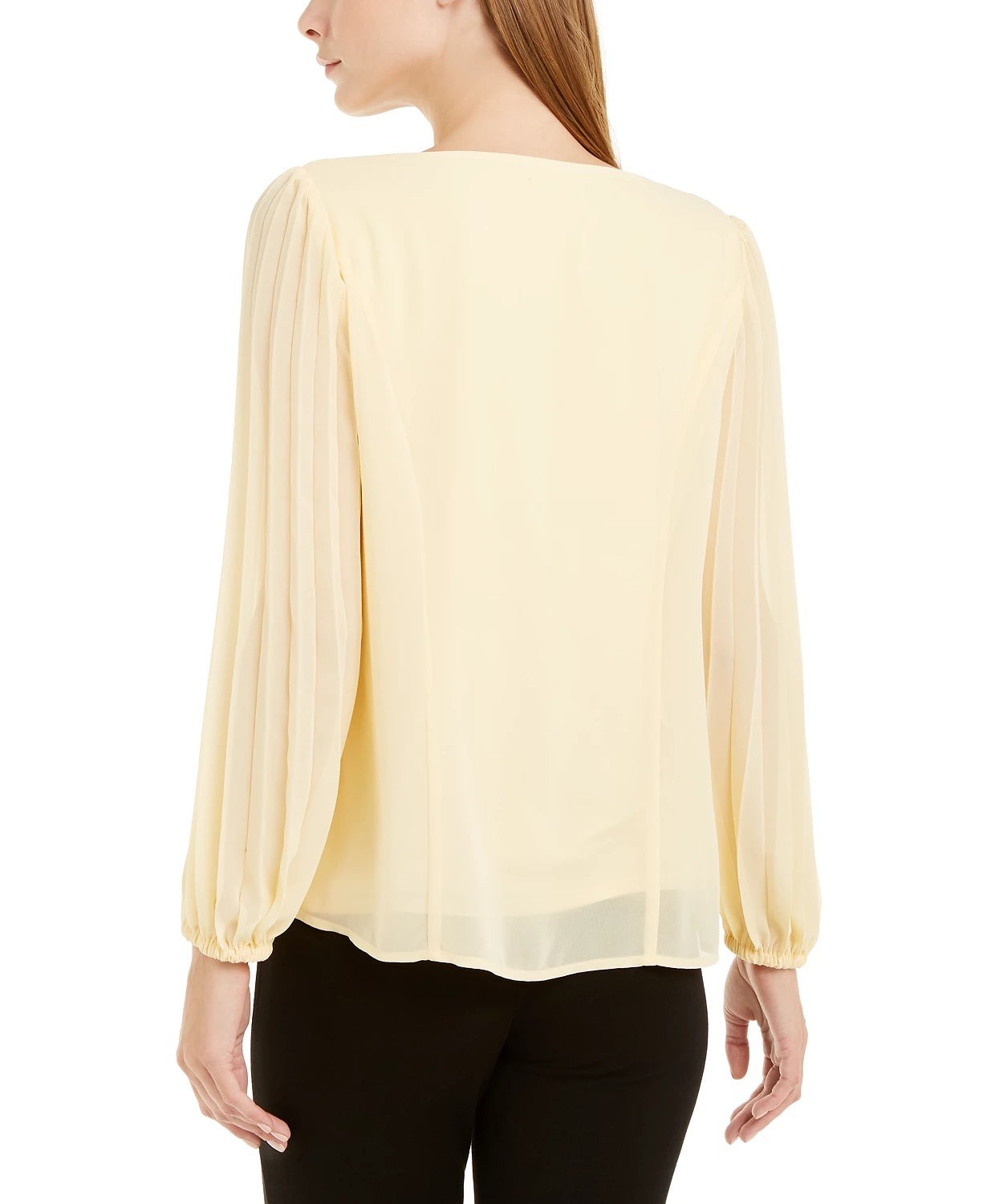 Alfani Women's Petite Pleated-Sleeve Top Yellow Size Petite