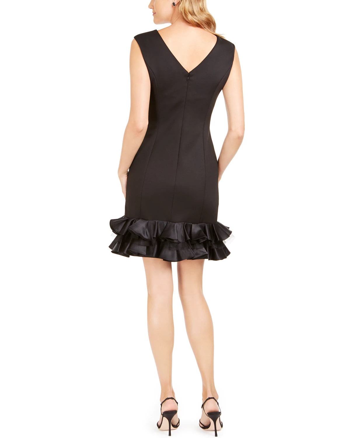 Donna Ricco Women's Ruffled-Hem Sheath Dress Black Size 12