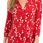 Charter Club Women's Floral Print V Neck Top Red Size Petite Small