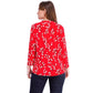 Charter Club Women's Floral Print V Neck Top Red Size Petite Small
