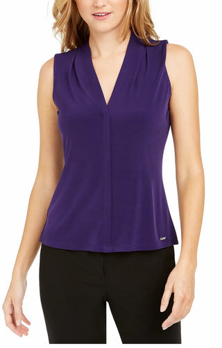 Calvin Klein Women's V Neck Sleeveless Top Purple Size Large