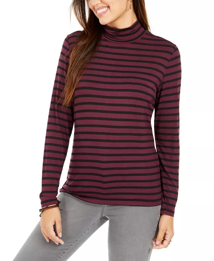 Style & Co Women's Petite Striped Top Purple Size Petite X-Large