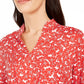 Charter Club Women's Floral Print Split Neck Tunic Red Size XX-Large