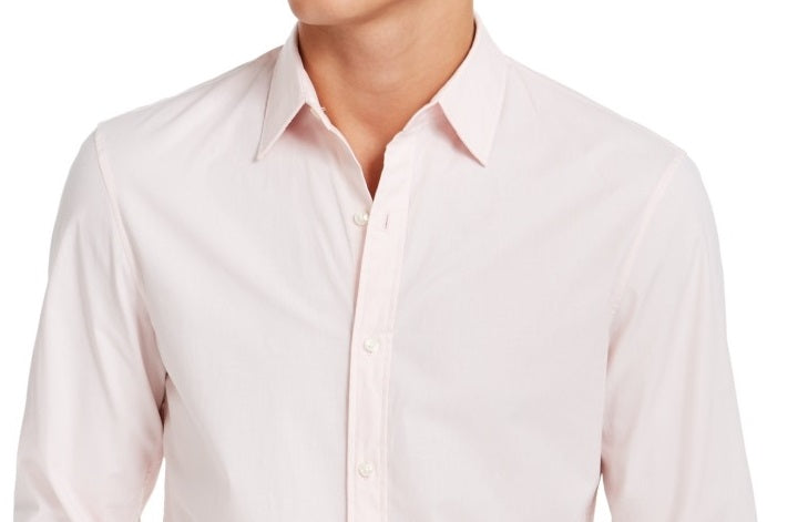 Michael Kors Men's Classic Solid Stretch Shirt Pink Size Small