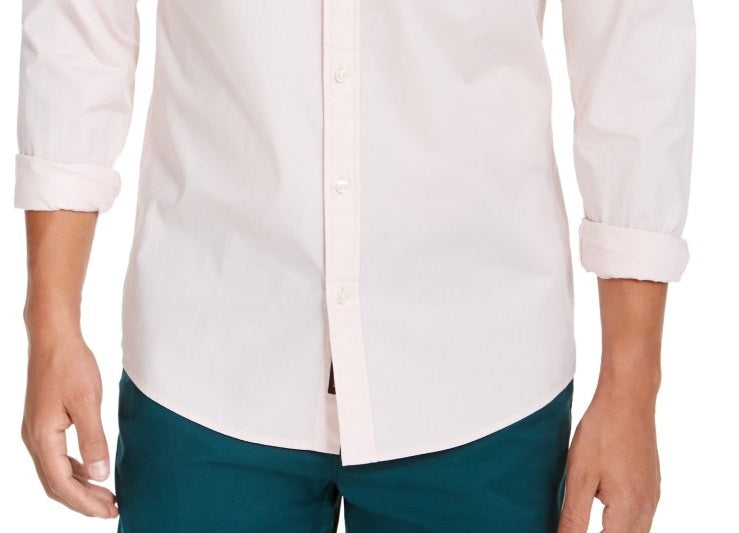 Michael Kors Men's Classic Solid Stretch Shirt Pink Size Small