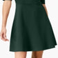 Monteau Women's Scalloped Neck Fit & Flare Dress Green Size Petite XS