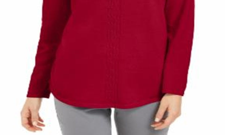 Karen Scott Women's Cotton Cable Knit Sweater Red Size X-Large