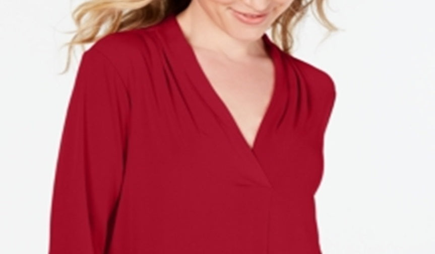 Charter Club Women's 3/4 Sleeve Top Red Size X-Small