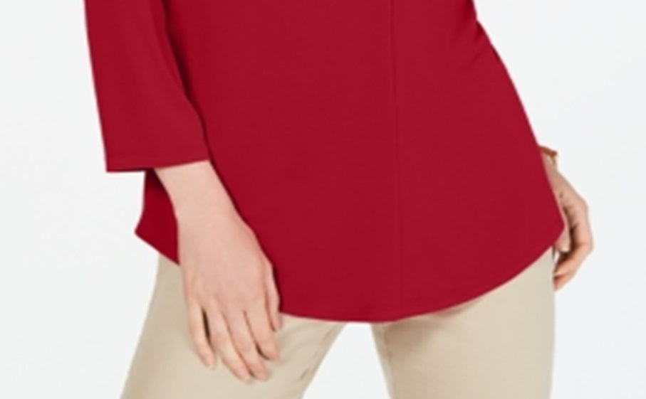 Charter Club Women's 3/4 Sleeve Top Red Size X-Small