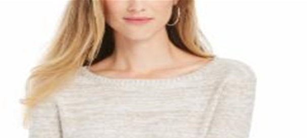 Style & Co Women's Bell Sleeve Marled Knit Sweater Beige Size Medium