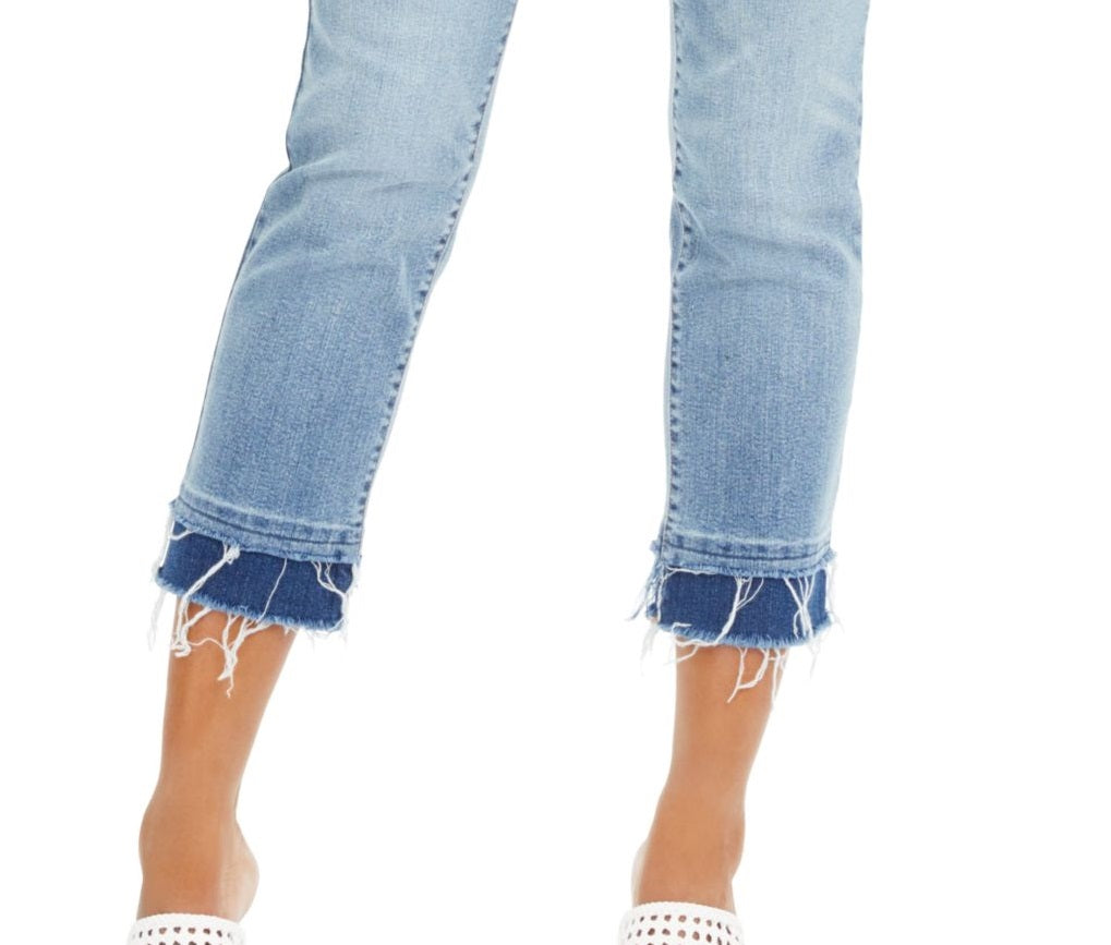 INC International Concepts Women's Double Hem Cropped Straight Leg Jeans Blue Size 16