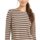 Charter Club Women's Heather Long-Sleeve Top Beige Size Medium