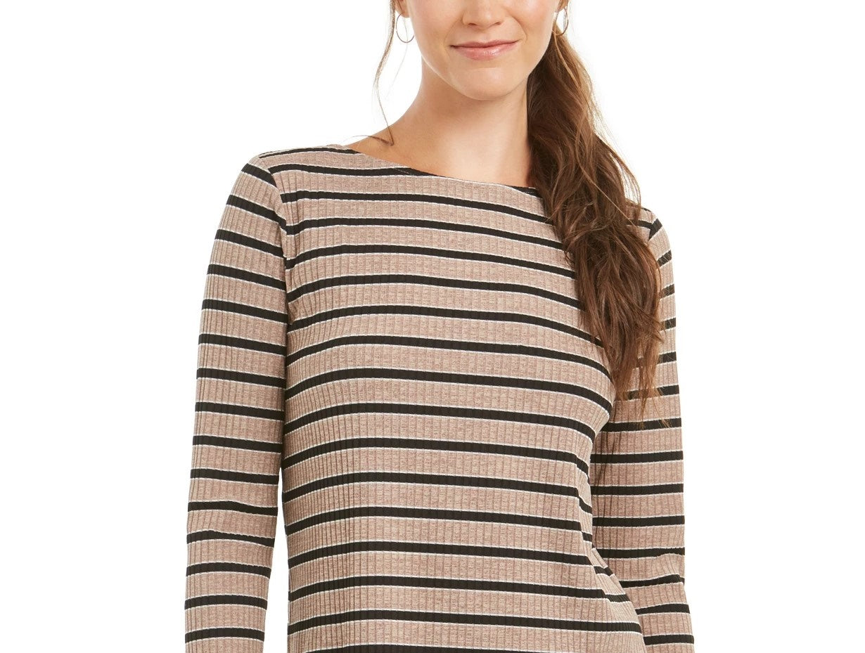 Charter Club Women's Heather Long-Sleeve Top Beige Size Medium