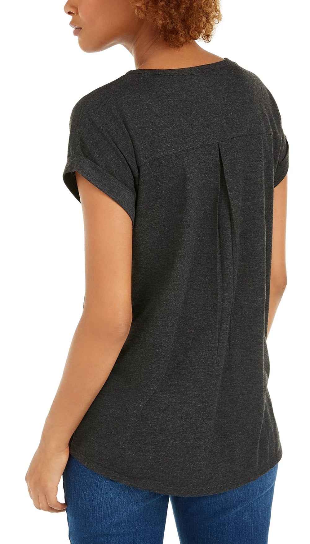 Style & Co Women's Sequined Star Graphic Top Black Size Pettite Small