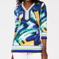 JM Collection Women's Petite Embellished Y-Neck Tunic Navy Size Petite