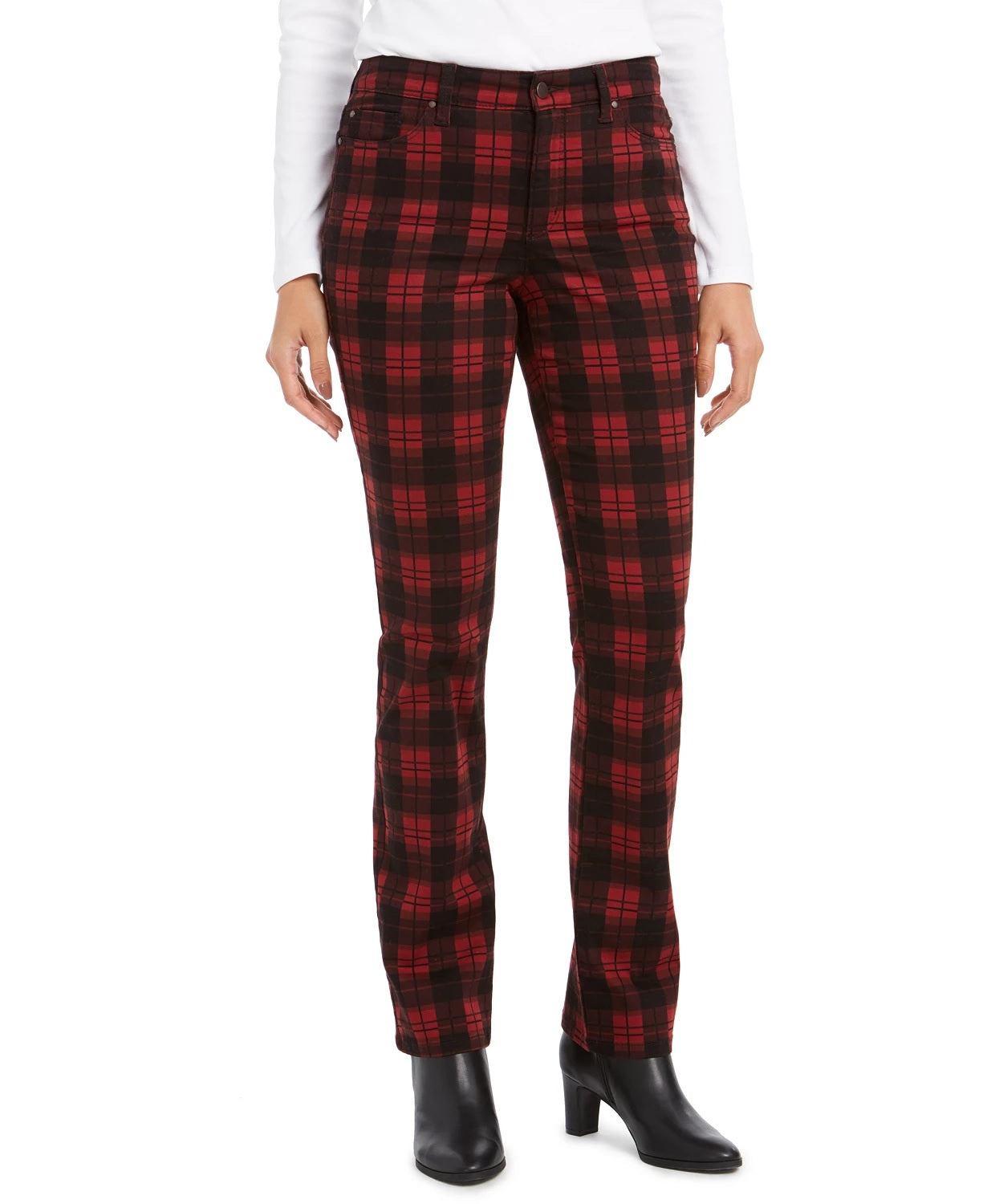 Charter Club Women's Petite Plaid Lexington Jeans Black Size 2 Petite