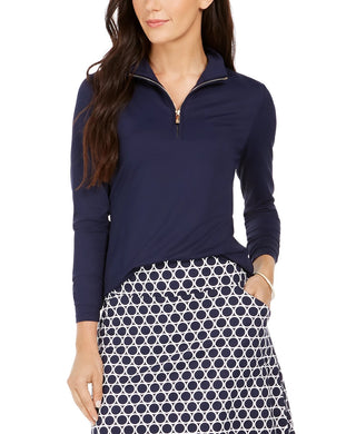 Charter Club Women's Half-Zip Top Blue Size X-Large