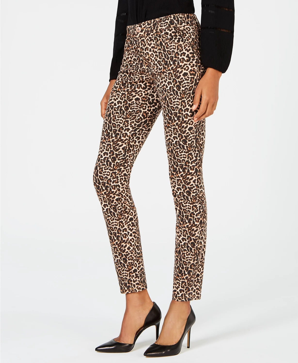 INC International Concepts Women's Incessential Leopard Skinny Jeans Brown Size 16