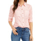 Charter Club Women's Petite Patch-Pocket Shirt Pink Size PM