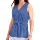 Charter Club Women's Tie Front Sleeveless Top Blue Size Medium