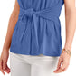 Charter Club Women's Tie Front Sleeveless Top Blue Size Medium
