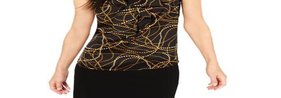 Bar III Women's Tie Neck Shell Blouse Black Size S