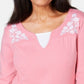 Karen Scott Women'sPetite Embroidered Cotton Layered-Look Top Pink Size Petite Small