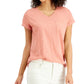 Style & Co Women's Cotton Crew-Neck T-Shirt Pink Size X-Small
