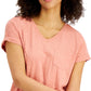 Style & Co Women's Cotton Crew-Neck T-Shirt Pink Size X-Small