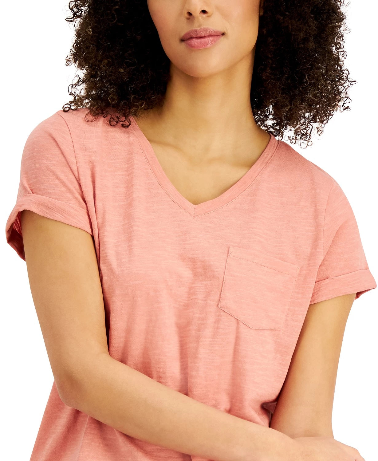 Style & Co Women's Cotton Crew-Neck T-Shirt Pink Size X-Small
