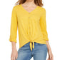 Style & Co Women's Striped Tie-Front Top Gold Size X-Large