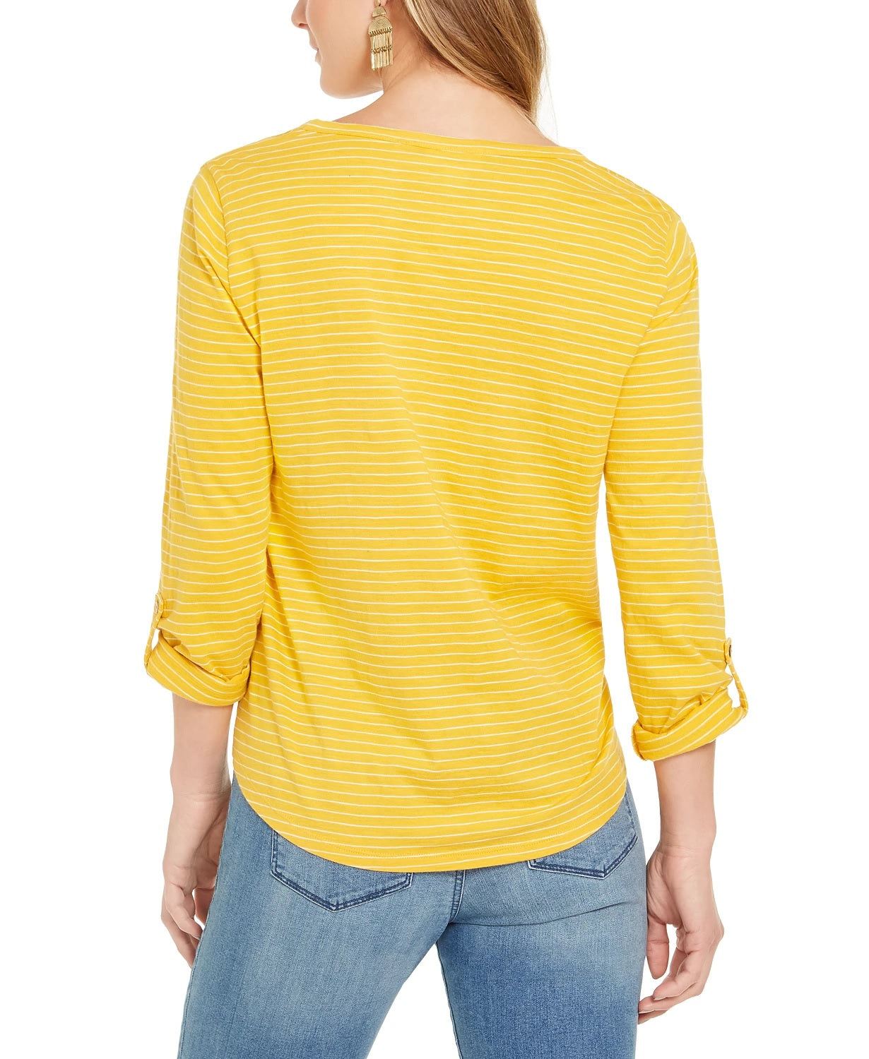 Style & Co Women's Striped Tie-Front Top Gold Size X-Large