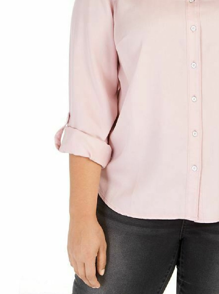 Style & Co Women's One-Pocket Shirt Pink Size Medium