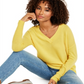 Charter Club Women's Cashmere Oversized V Neck Sweater Yellow Size X-Small