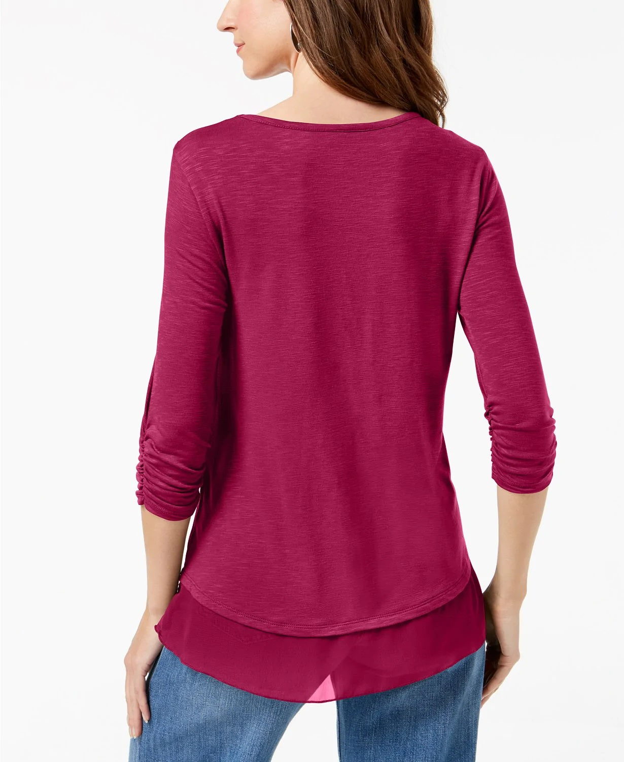 Style & Co Women's Chiffon-Hem Top Pink Size X-Small