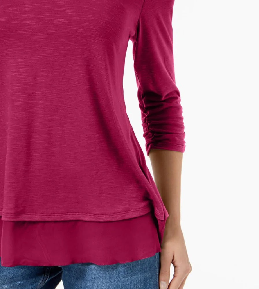 Style & Co Women's Chiffon-Hem Top Pink Size X-Small