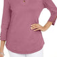 Karen Scott Women's Cotton Lace Up T-Shirt Pink Size XL