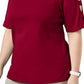 Karen Scott Women's Cotton Cutout Sleeves Top Red Size S