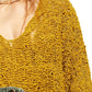Free People Women's Textu Long Sleeve V Neck Sweater Yellow Size M