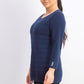 Karen Scott Women's Ribbed 3/4 Sleeve SweaterBlue Size XX-Large