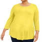 JM Collection Women's Scoop Neck Top Yellow Size X-Large