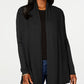 Karen Scott Women's Pointelle Collar Cardigan Black Size Pettite Small