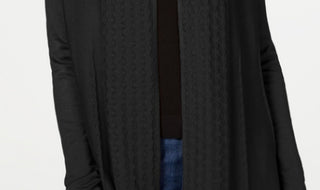 Karen Scott Women's Pointelle Collar Cardigan Black Size Pettite Small