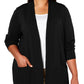 Karen Scott Women's Open Front Pocket Cardigan Black Size Small