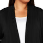 Karen Scott Women's Open Front Pocket Cardigan Black Size Small