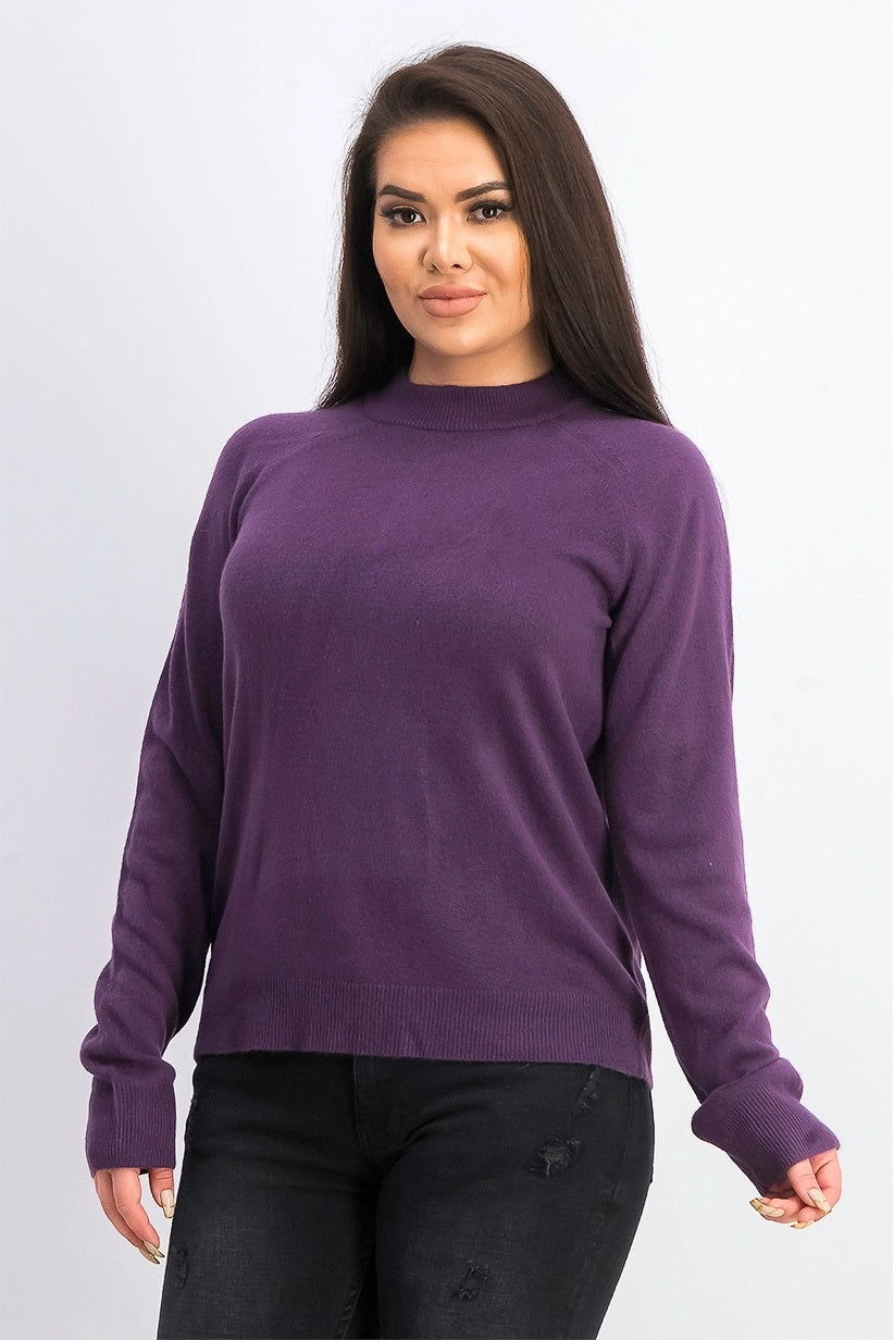 Karen Scott Women's Zip Back Mock Neck Sweater Purple Size Small