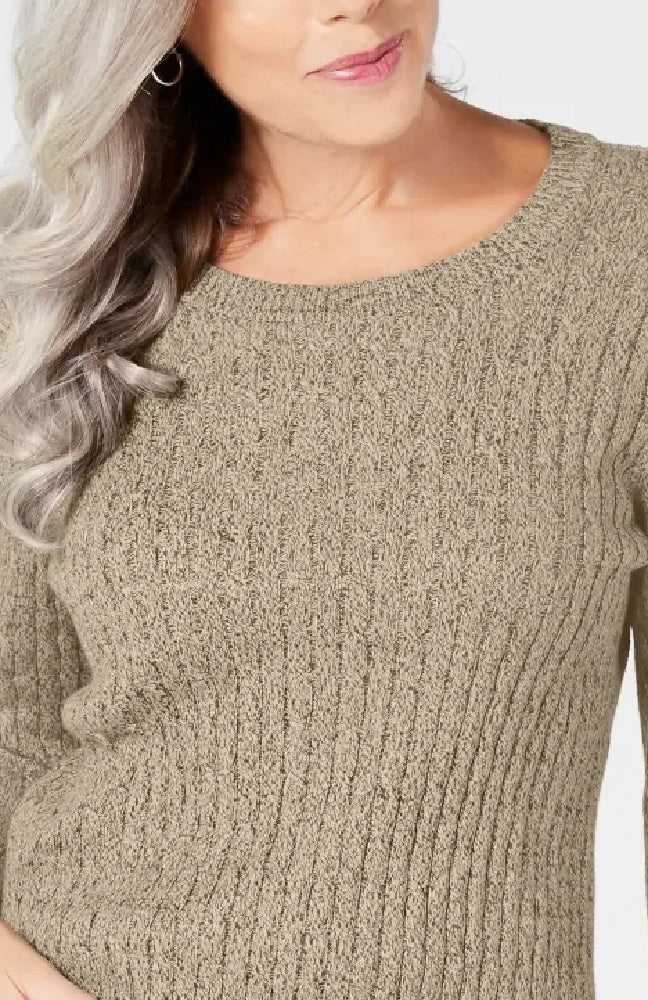 Karen Scott Women's Cotton Cable Knit Sweater Beige  Size Petite Small