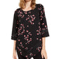 Alfani Women's Petite Printed Point-Hem TunicBlack Size PL