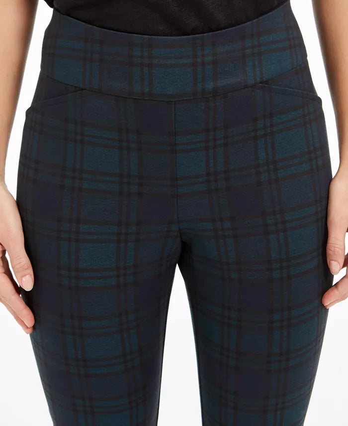 Charter Club Women's Plaid Pull-On Pants Green Size 16