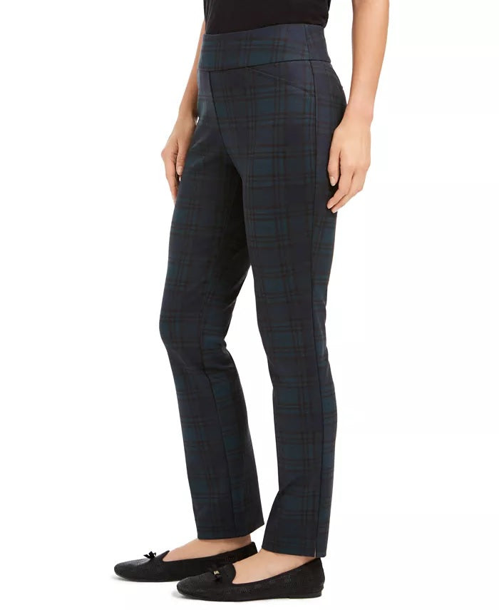 Charter Club Women's Plaid Pull-On Pants Green Size 16